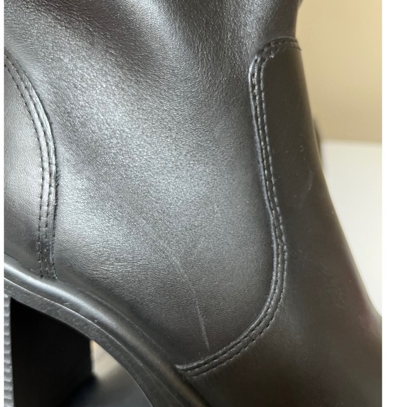 Steve Madden Fanatik Black Leather Square Toe Platform Block Heel Boots 10M NWOT - Picture 6 of 8